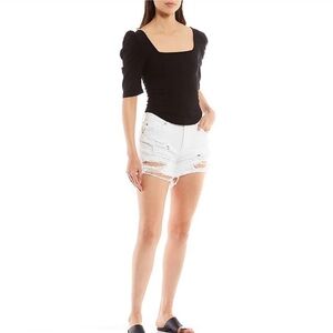 NWT Free People Maggie Mid Rise Frayed Hem Distressed Denim Shorts Size 24